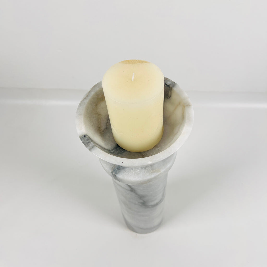 Torch Top Grey Marble Candle Stand