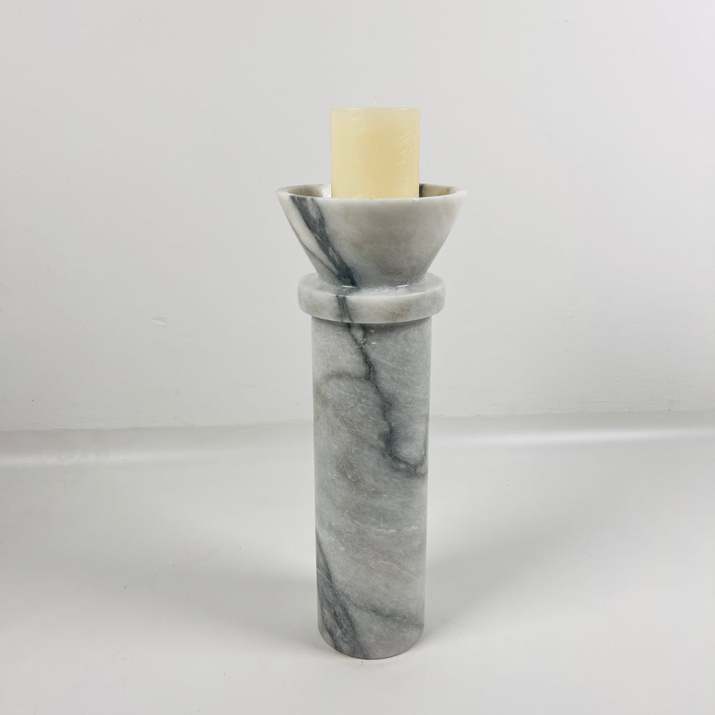 Torch Top Grey Marble Candle Stand