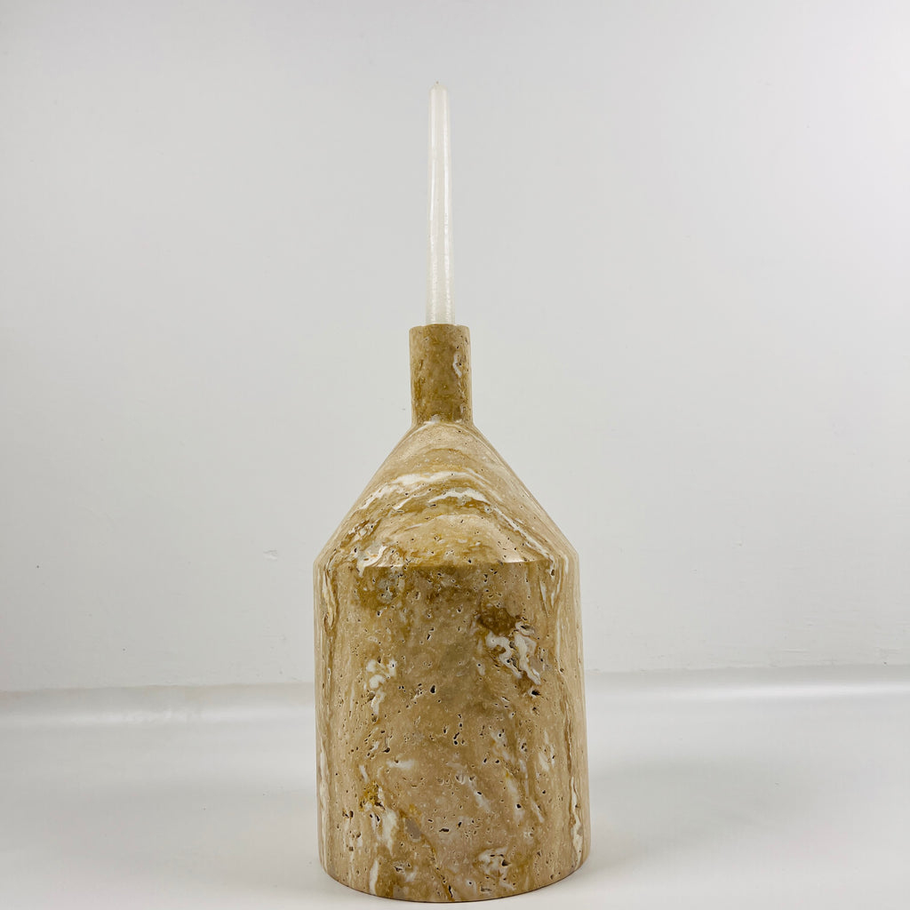 Bottle Travertine Candle Stand