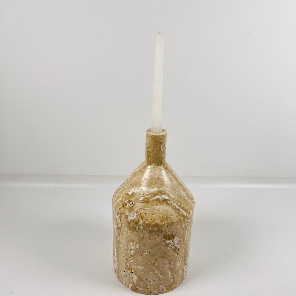 Bottle Travertine Candle Stand