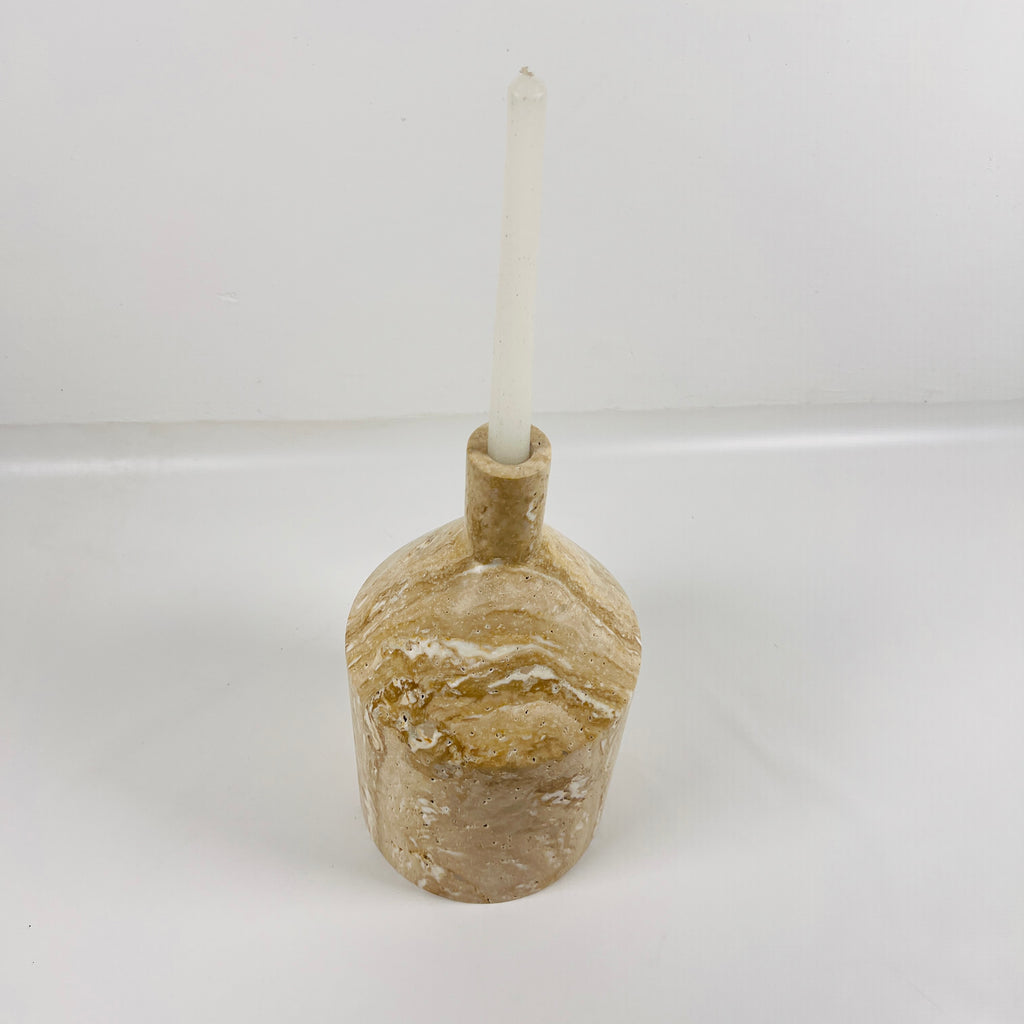 Bottle Travertine Candle Stand