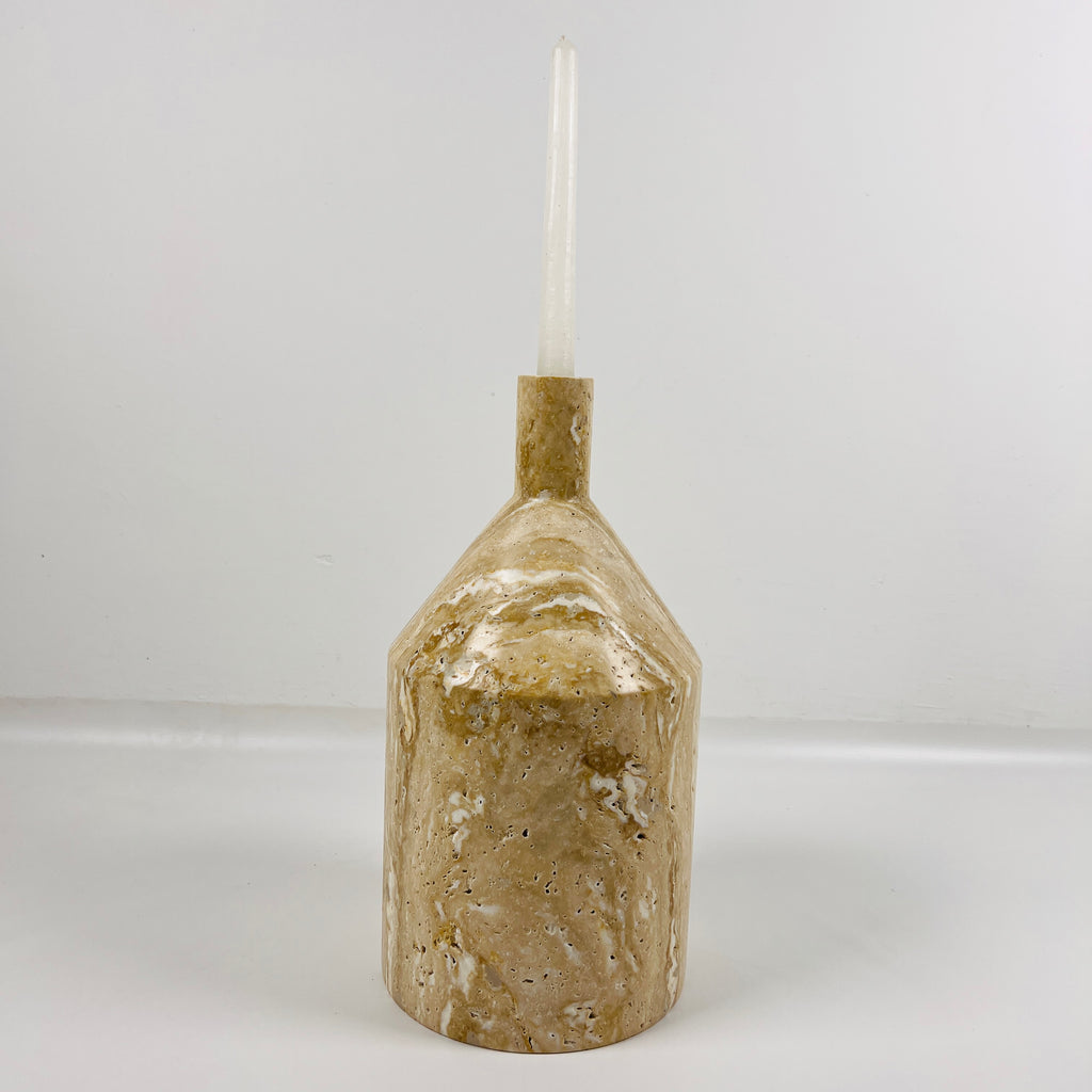 Bottle Travertine Candle Stand