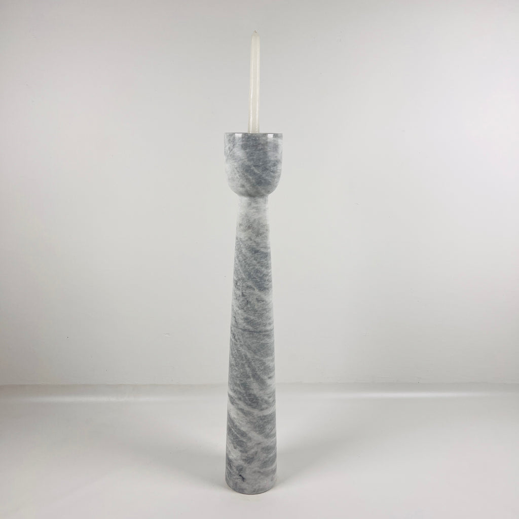 Topped Grey Streaked Marble Candle Stand (Large)