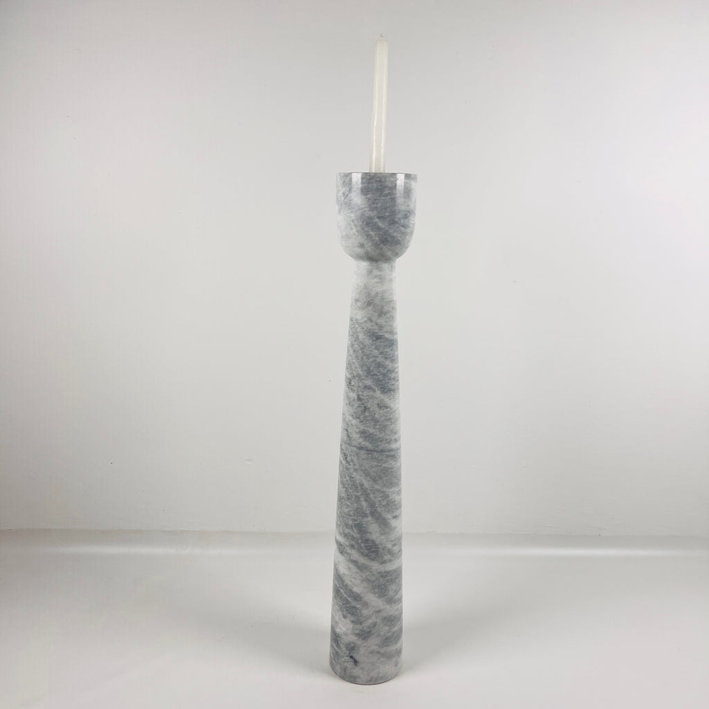 Topped Grey Streaked Marble Candle Stand (Large)