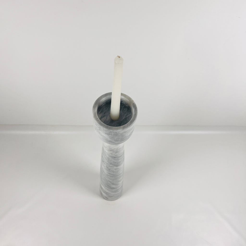 Topped Grey Streaked Marble Candle Stand (Large)