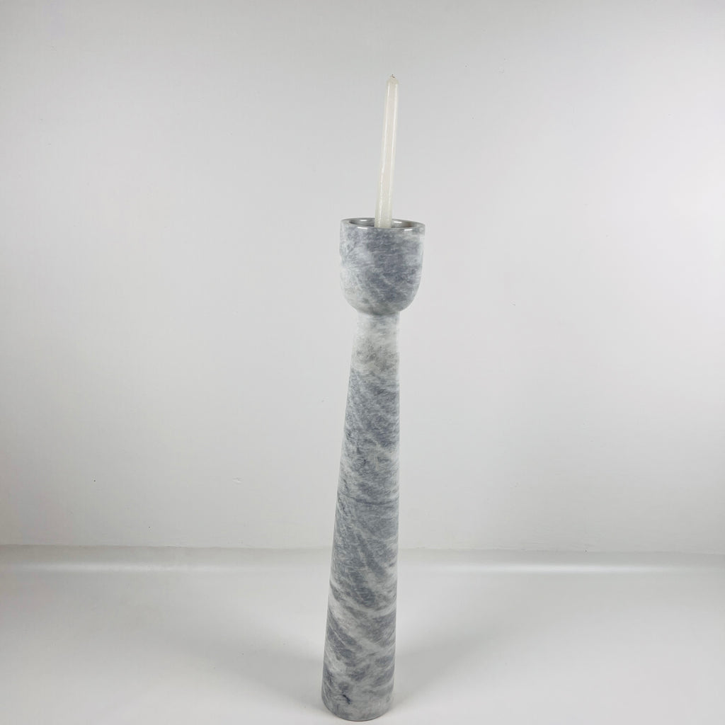 Topped Grey Streaked Marble Candle Stand (Large)