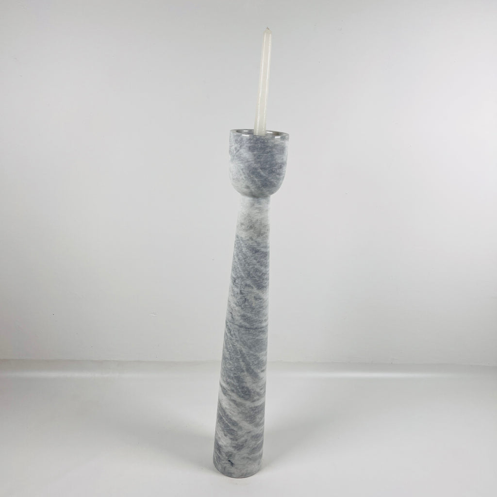 Topped Grey Streaked Marble Candle Stand (Large)