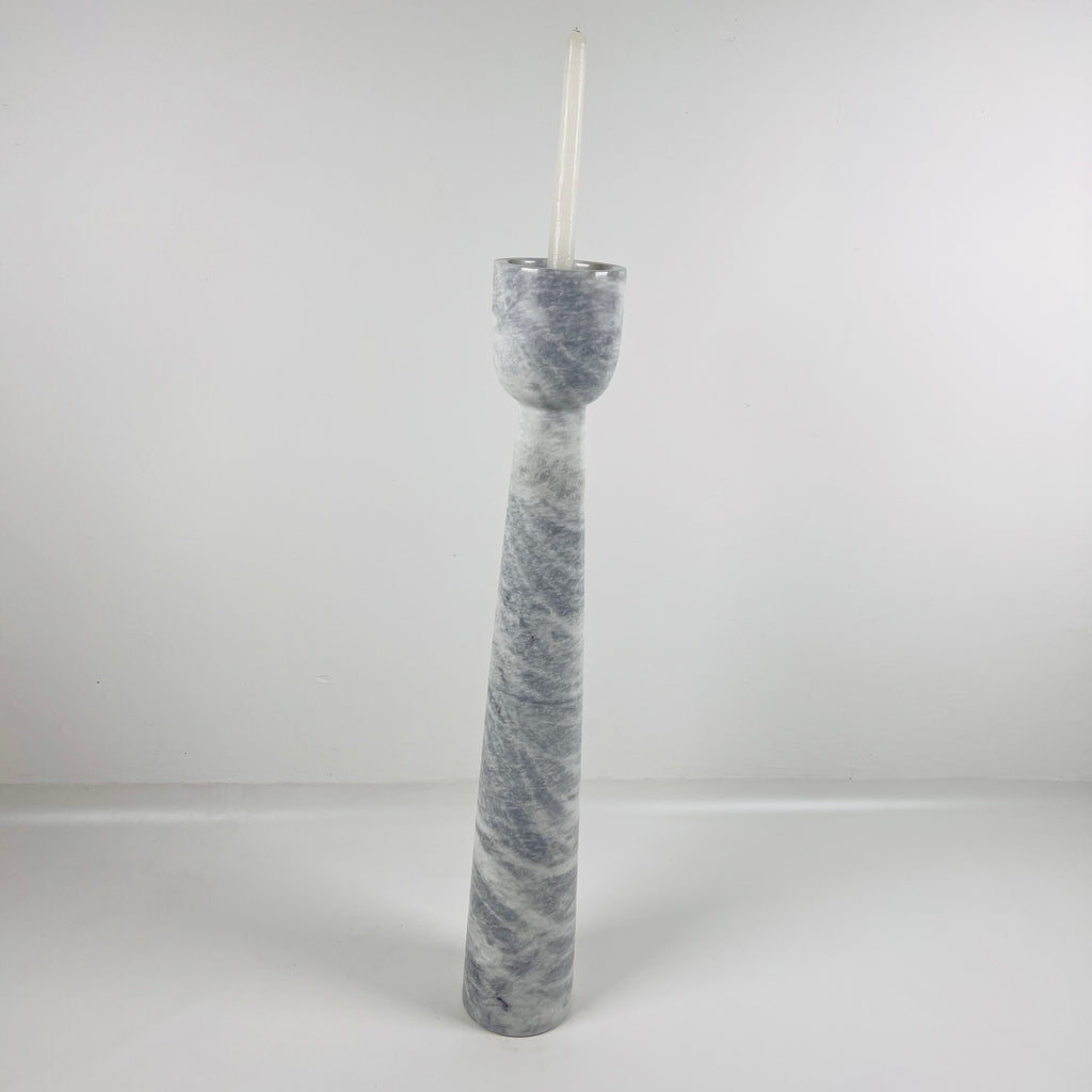 Topped Grey Streaked Marble Candle Stand (Large)