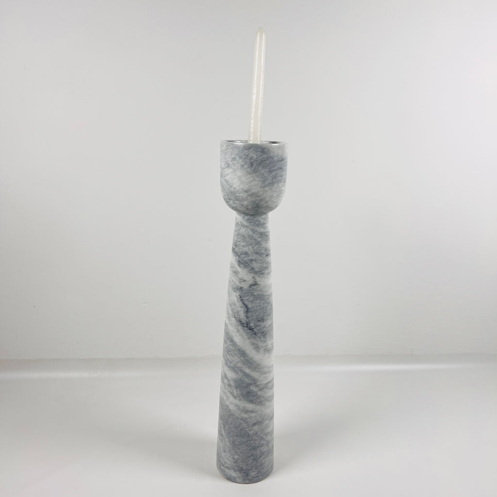 Topped Grey Streaked Marble Candle Stand (Medium)