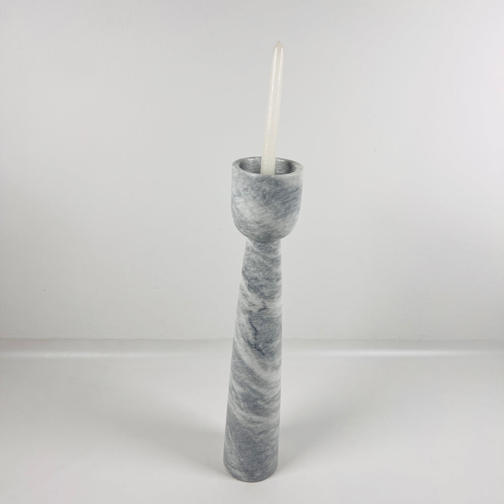 Topped Grey Streaked Marble Candle Stand (Medium)