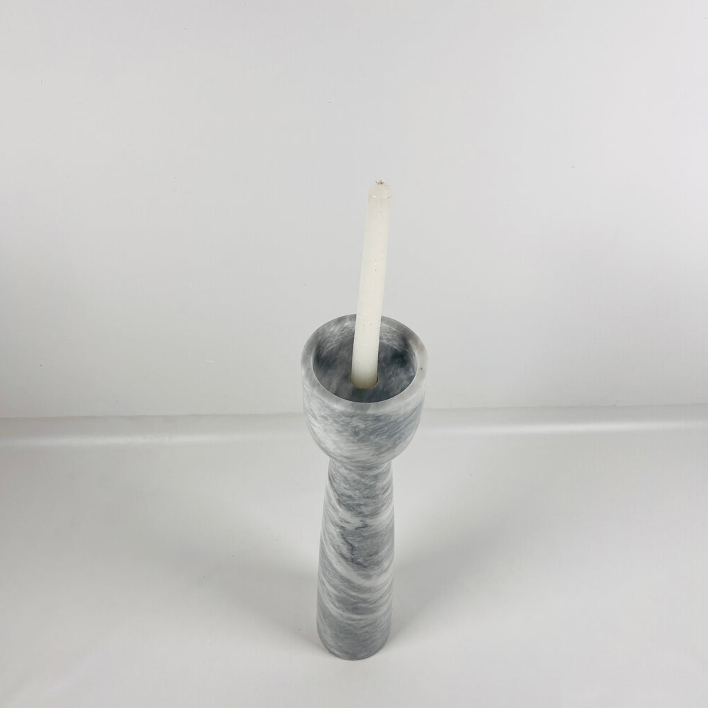 Topped Grey Streaked Marble Candle Stand (Medium)