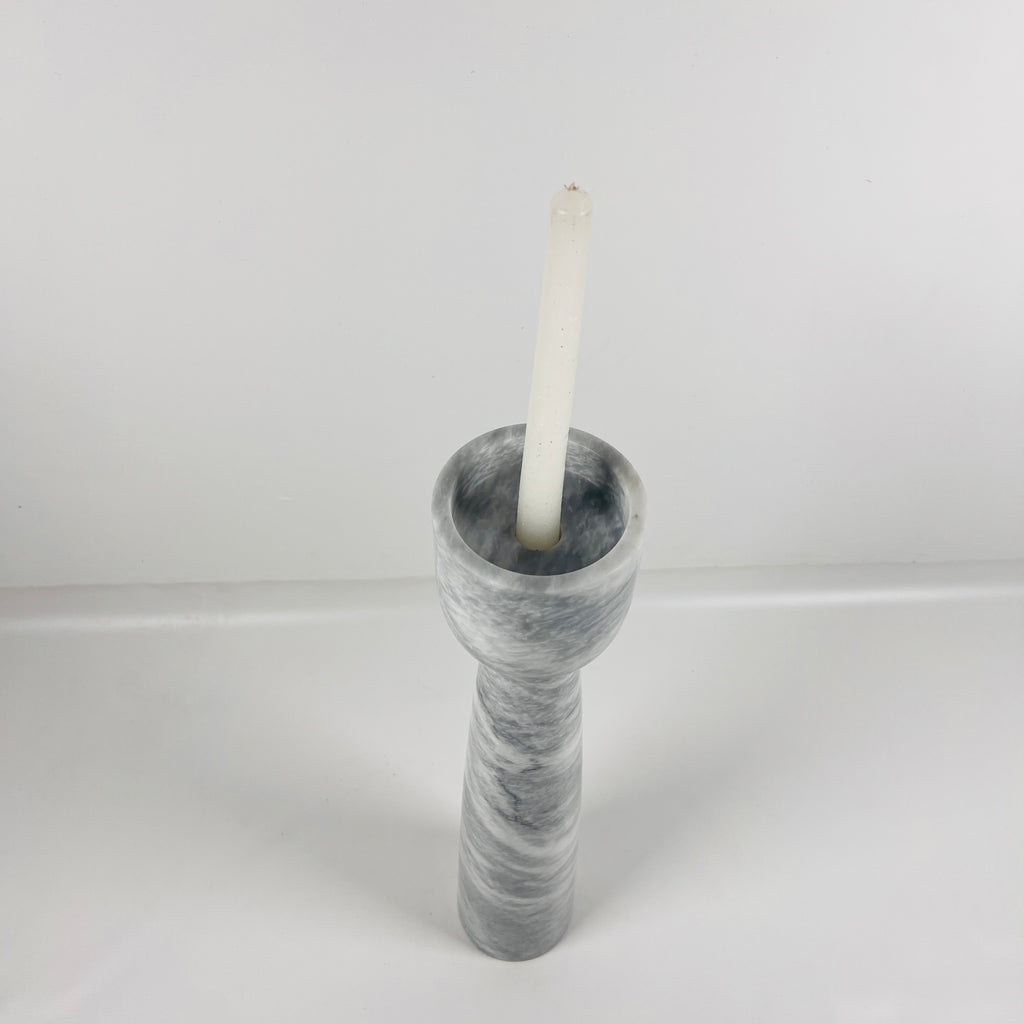 Topped Grey Streaked Marble Candle Stand (Medium)