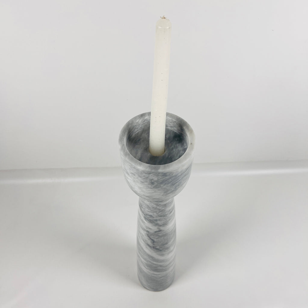 Topped Grey Streaked Marble Candle Stand (Medium)