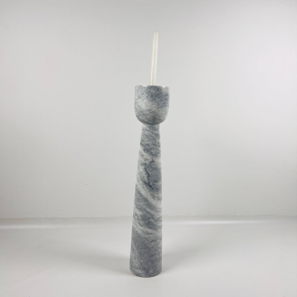 Topped Grey Streaked Marble Candle Stand (Medium)