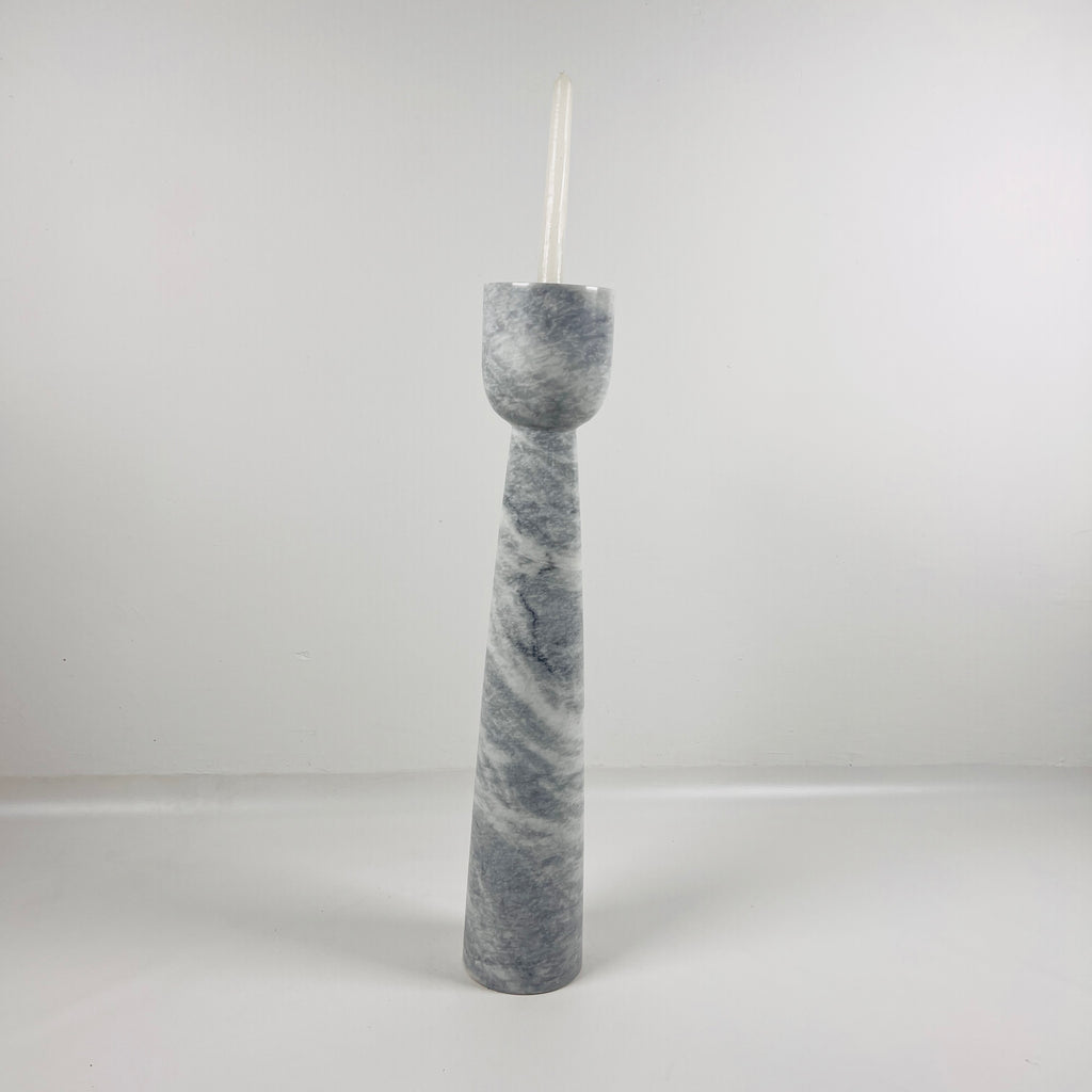 Topped Grey Streaked Marble Candle Stand (Medium)