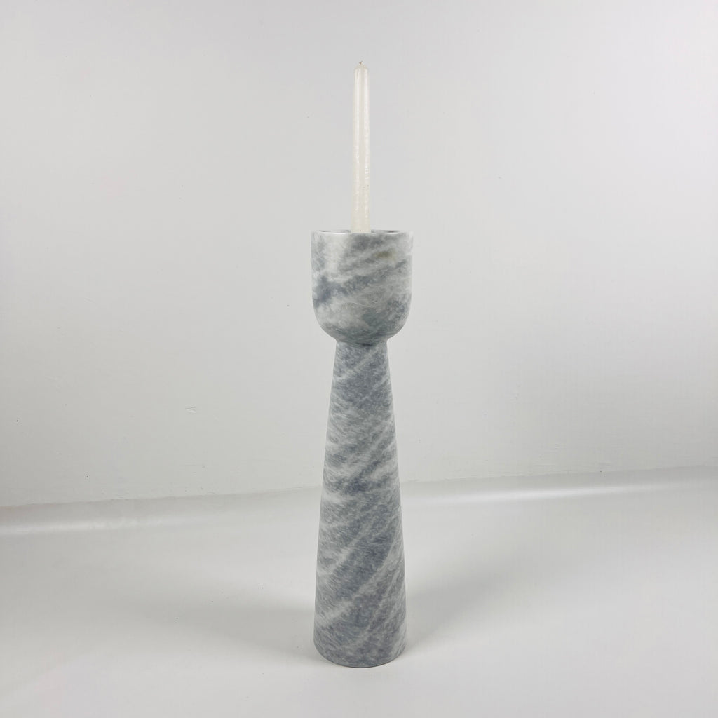 Topped Grey Streaked Marble Candle Stand (Small)