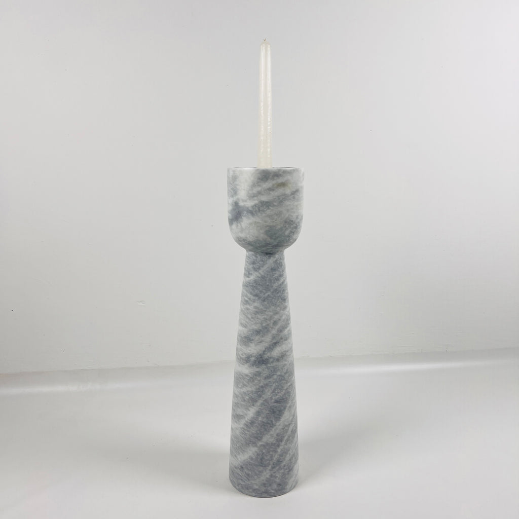 Topped Grey Streaked Marble Candle Stand (Small)