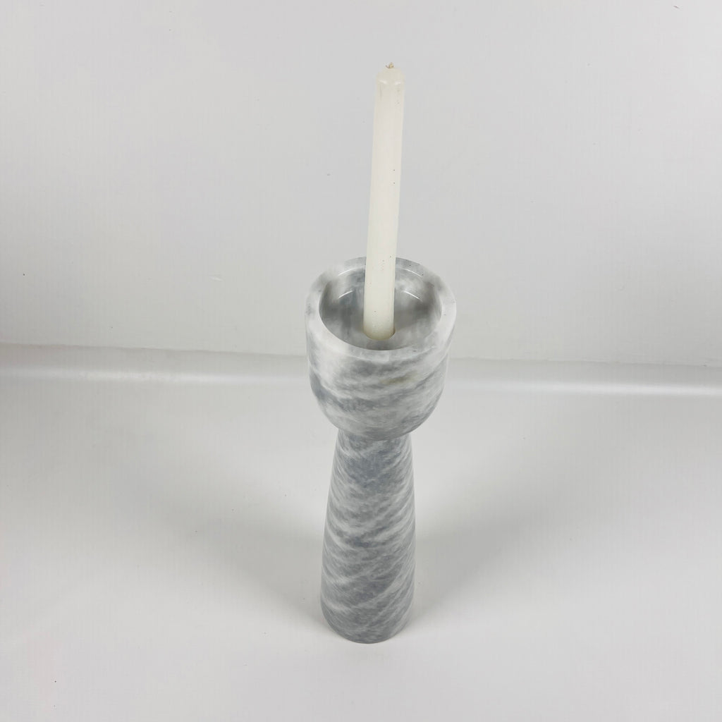 Topped Grey Streaked Marble Candle Stand (Small)