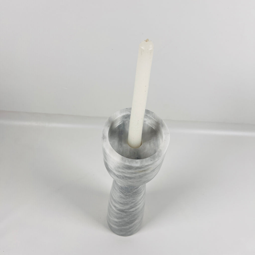 Topped Grey Streaked Marble Candle Stand (Small)