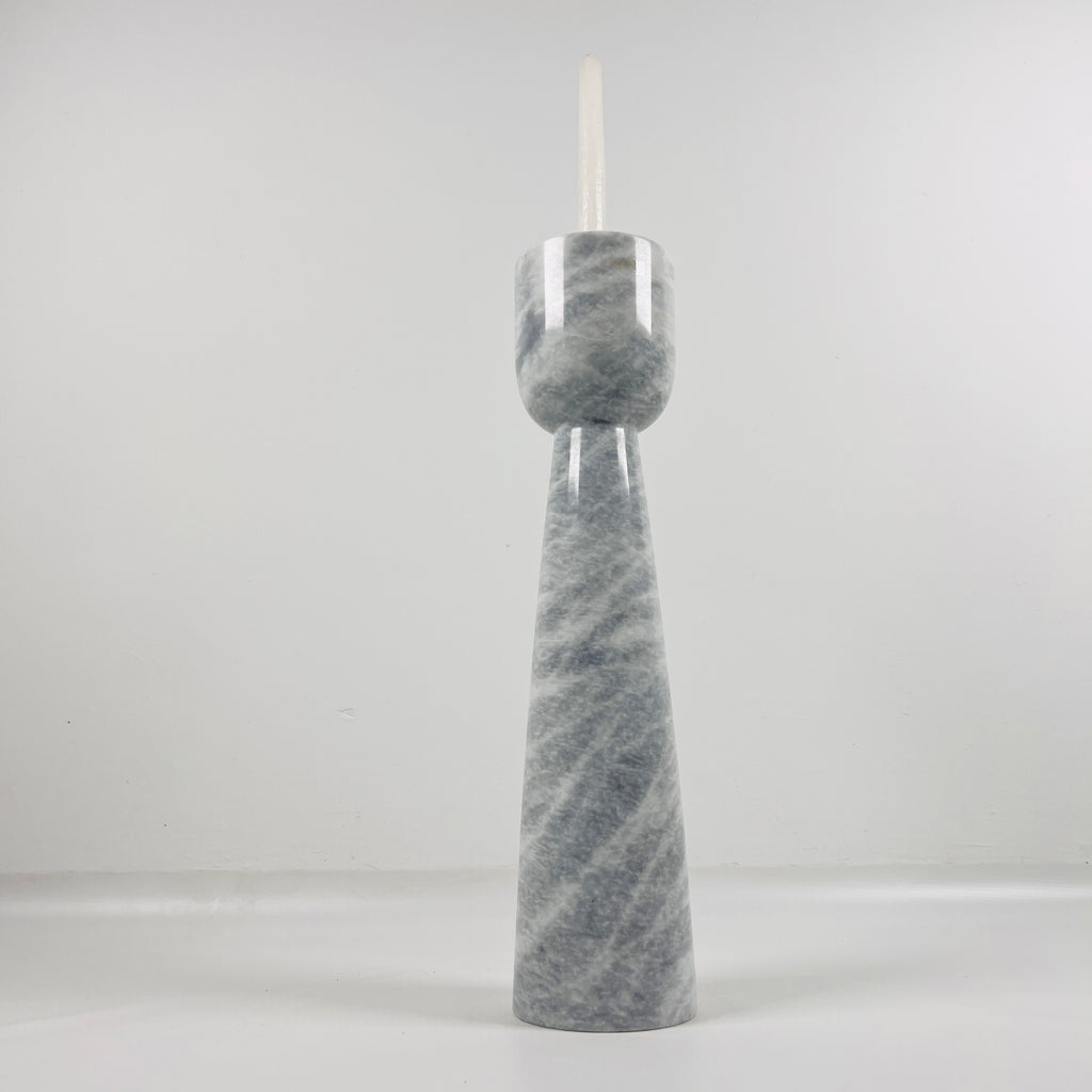 Topped Grey Streaked Marble Candle Stand (Small)