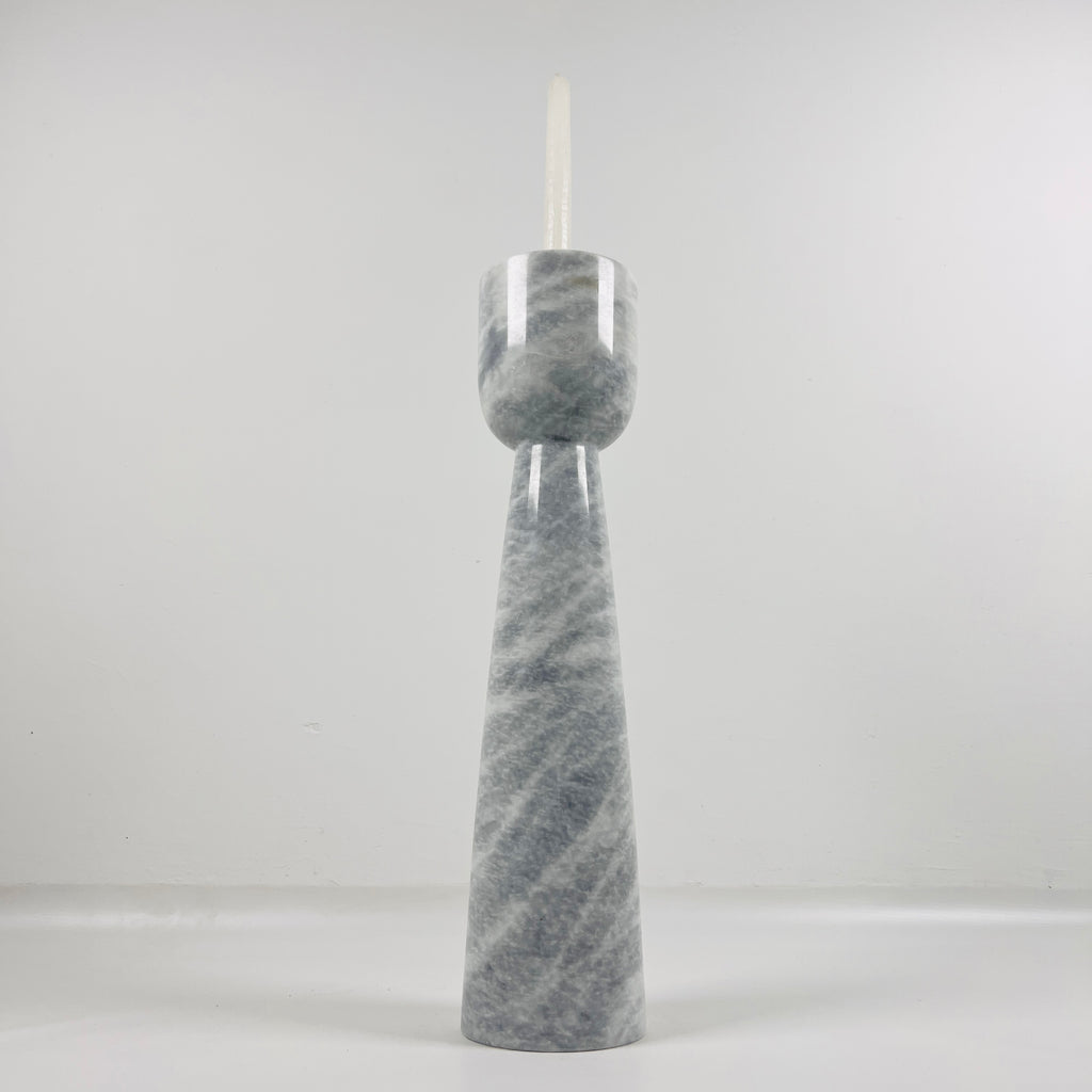 Topped Grey Streaked Marble Candle Stand (Small)