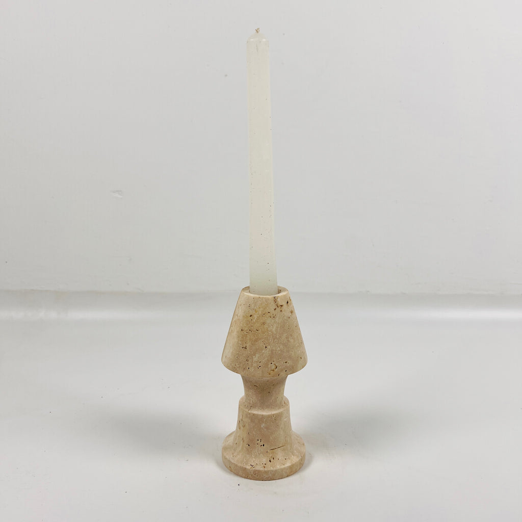 Cone Head Travertine Candle Stand