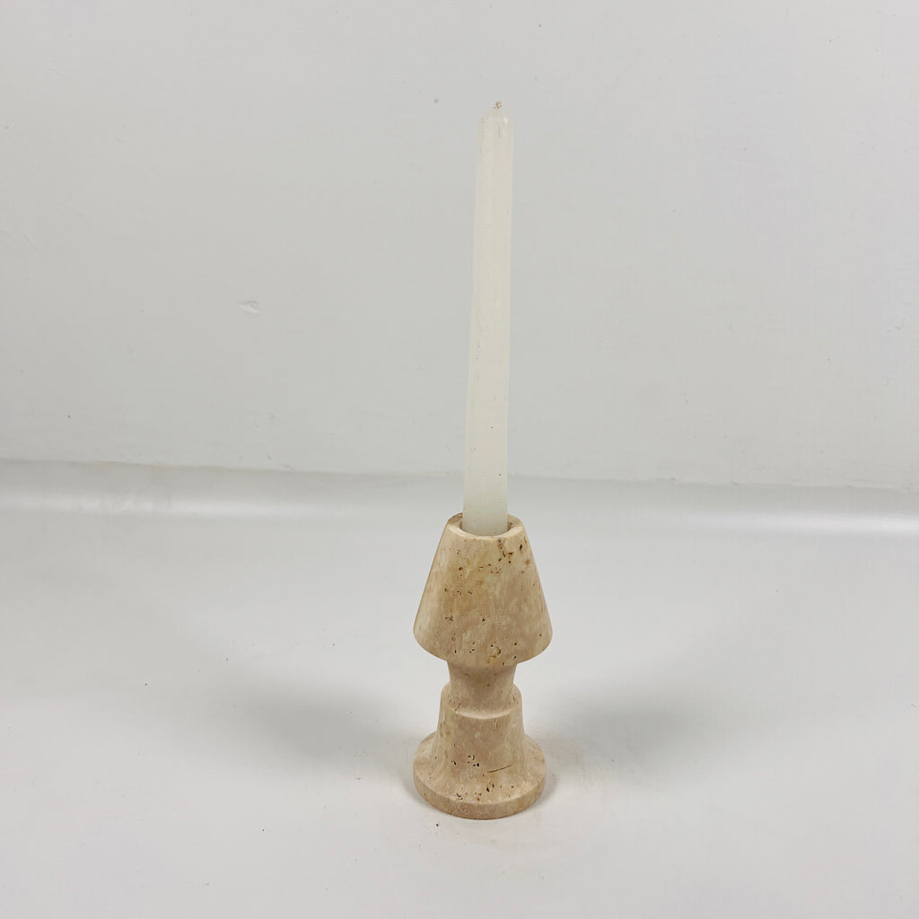 Cone Head Travertine Candle Stand