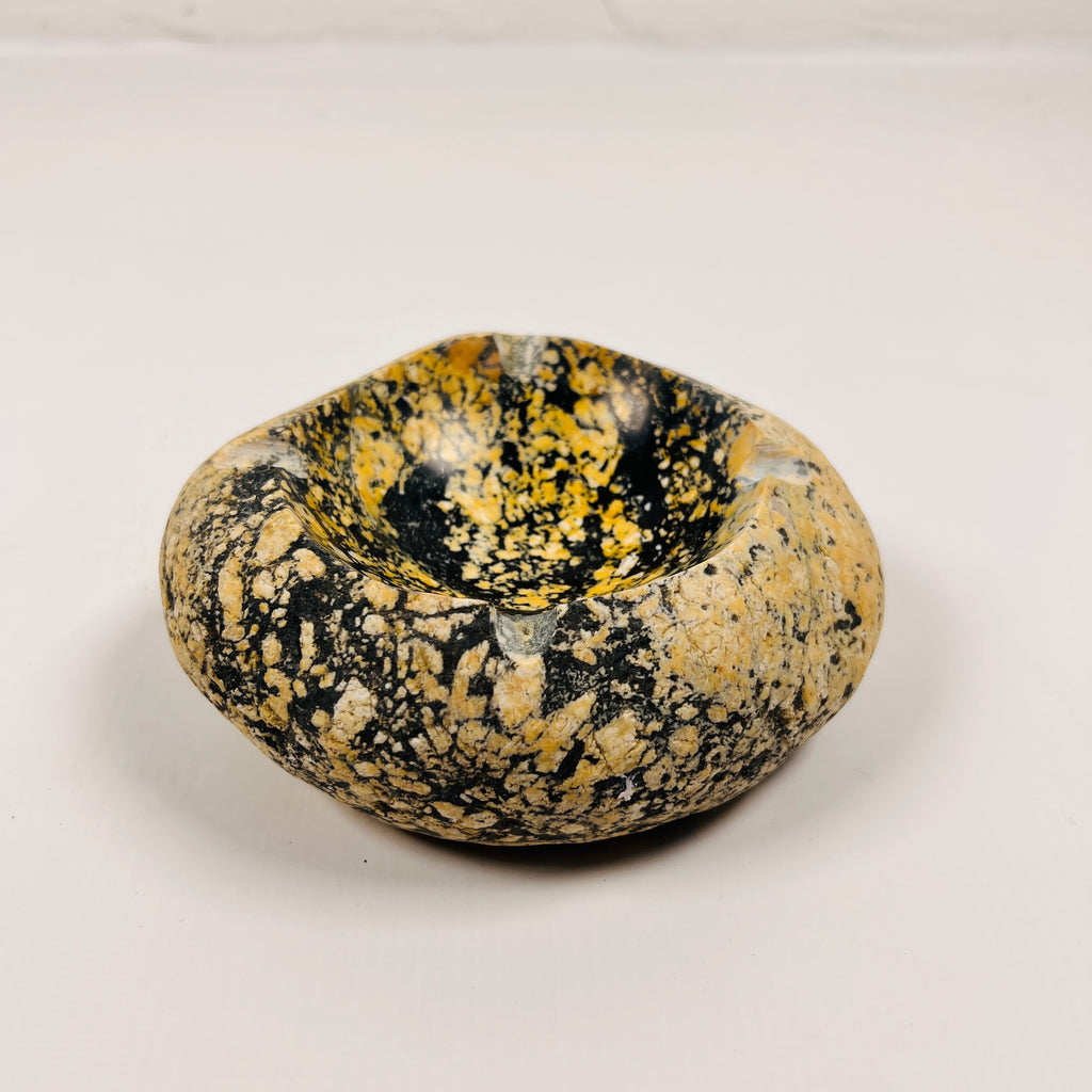 River Stone Yellow And Black Splashed Ash Tray