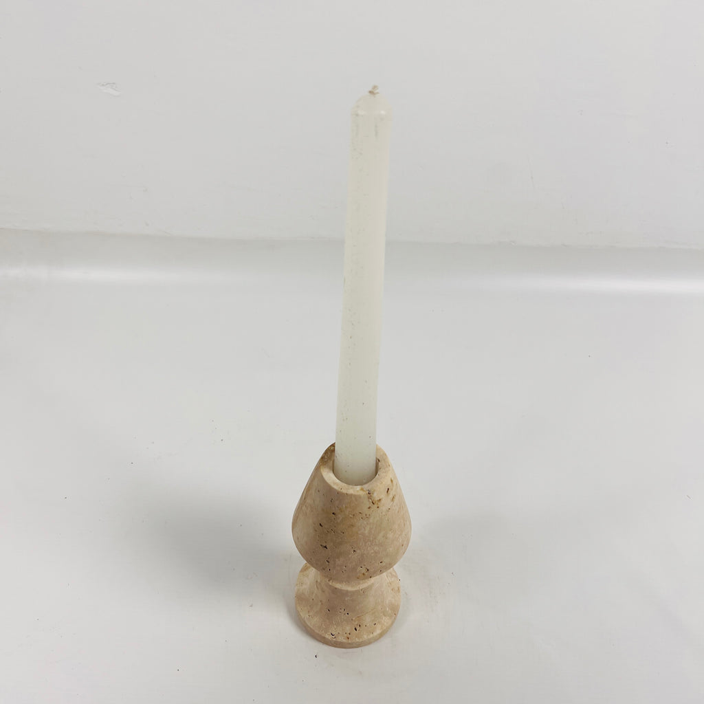 Cone Head Travertine Candle Stand