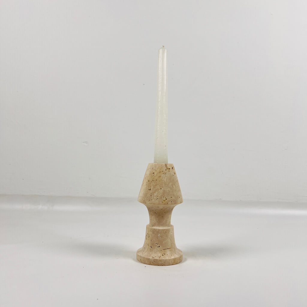 Cone Head Travertine Candle Stand