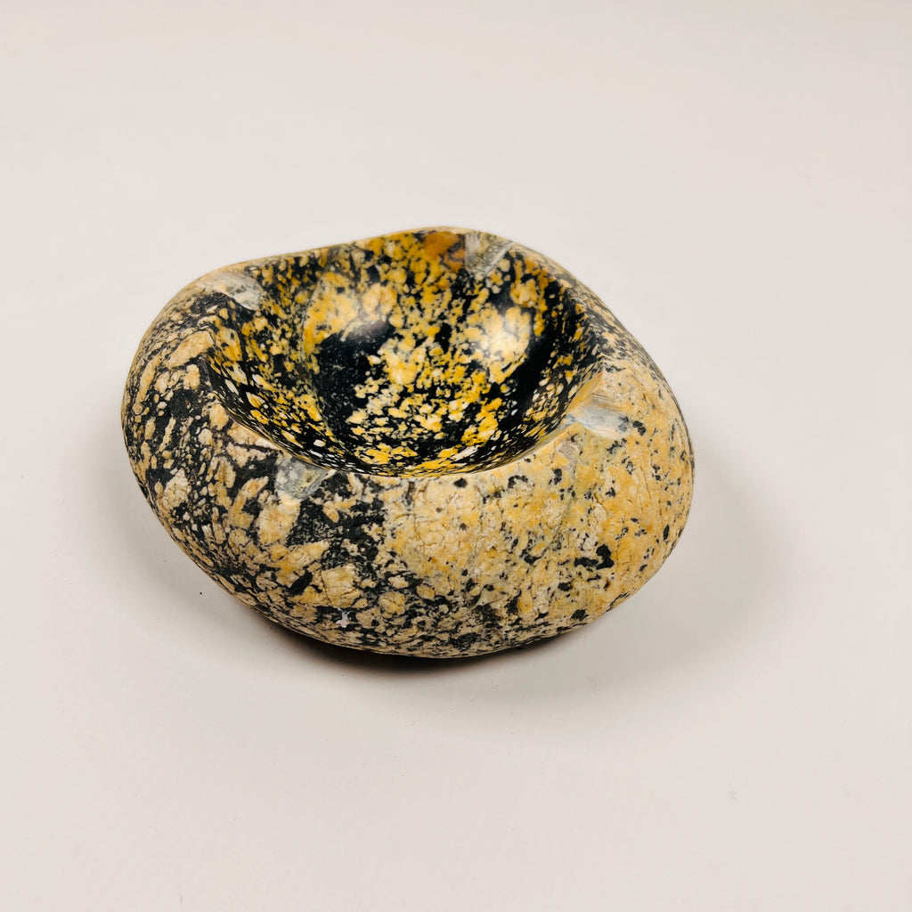 River Stone Yellow And Black Splashed Ash Tray