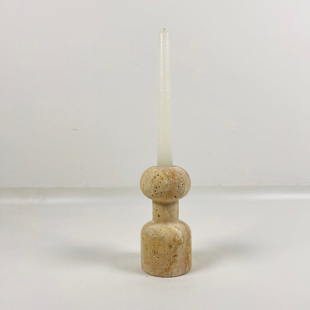 Round Top Travertine Candle Stand