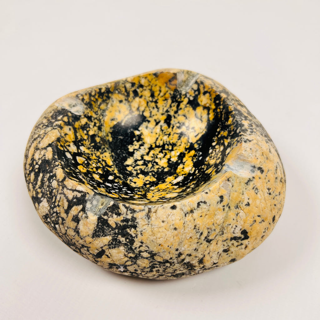 River Stone Yellow And Black Splashed Ash Tray