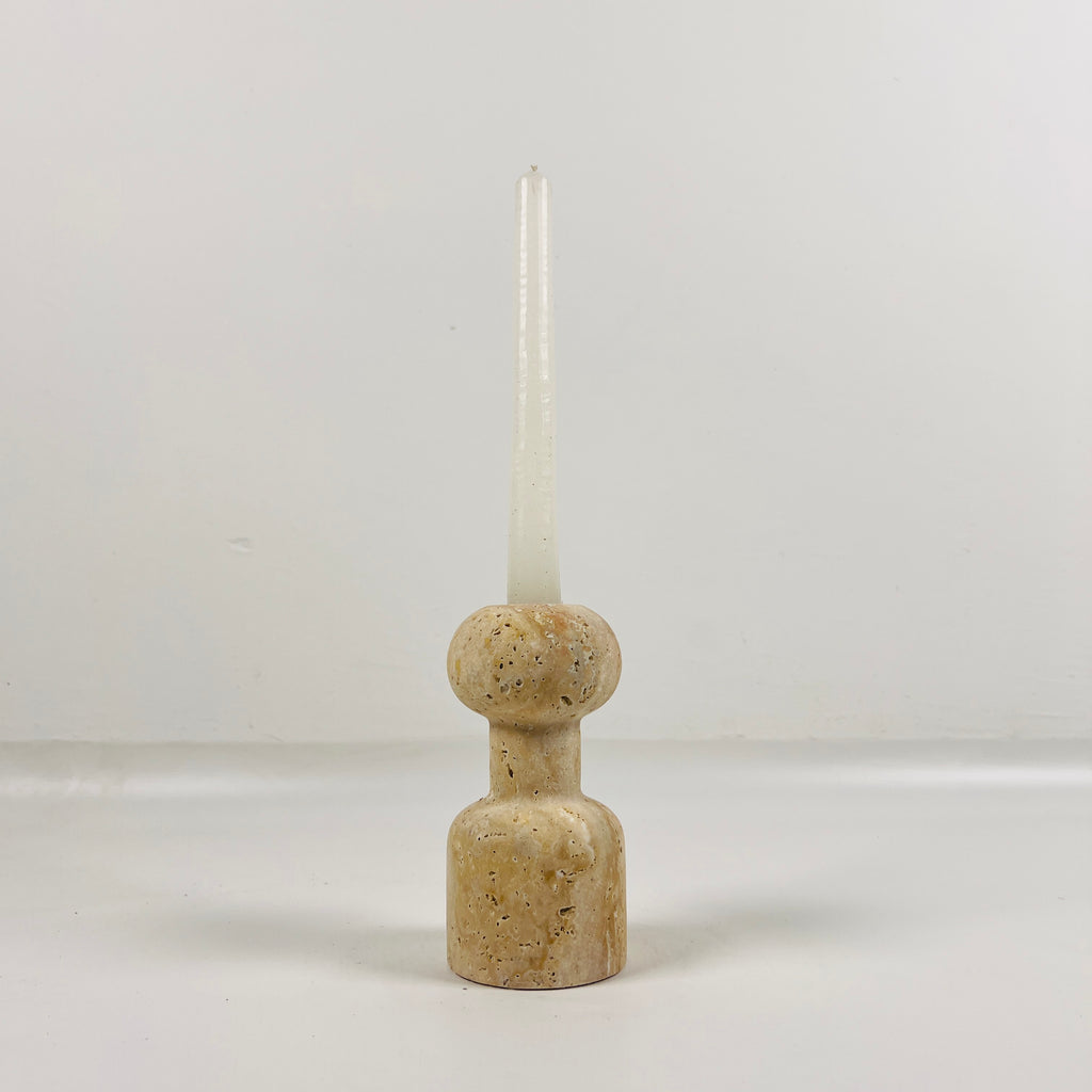 Round Top Travertine Candle Stand