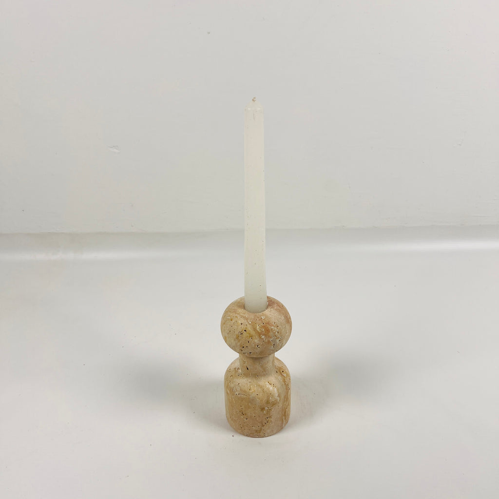 Round Top Travertine Candle Stand