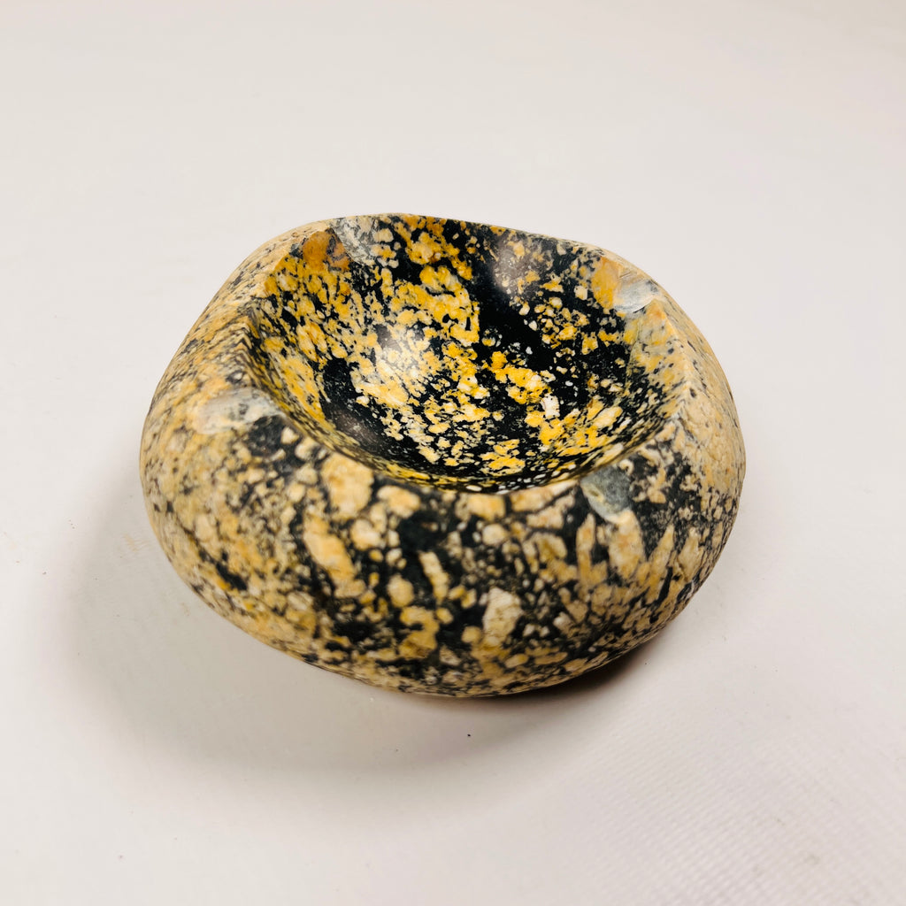 River Stone Yellow And Black Splashed Ash Tray