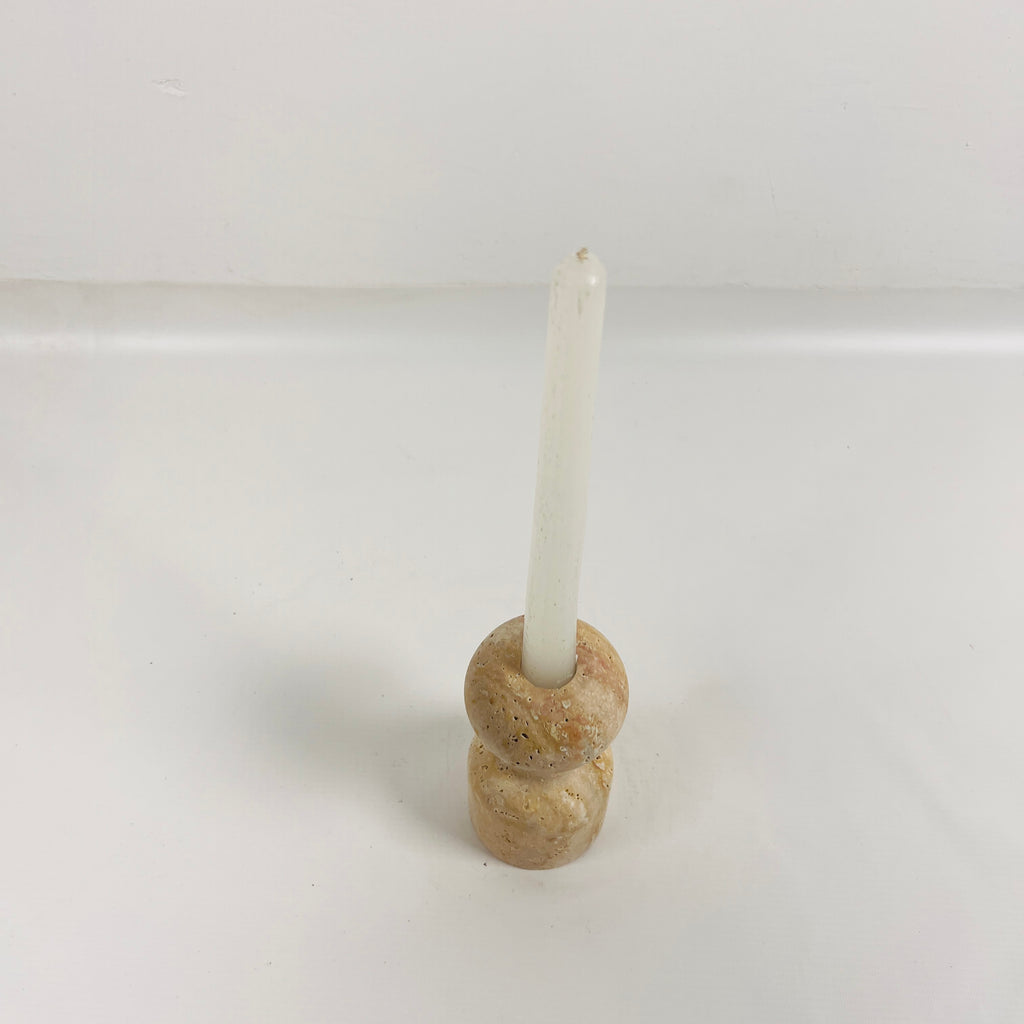 Round Top Travertine Candle Stand