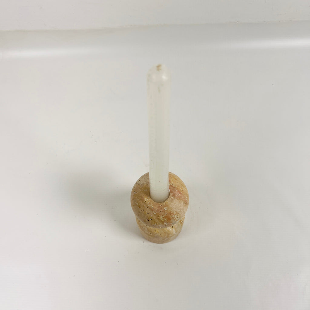 Round Top Travertine Candle Stand