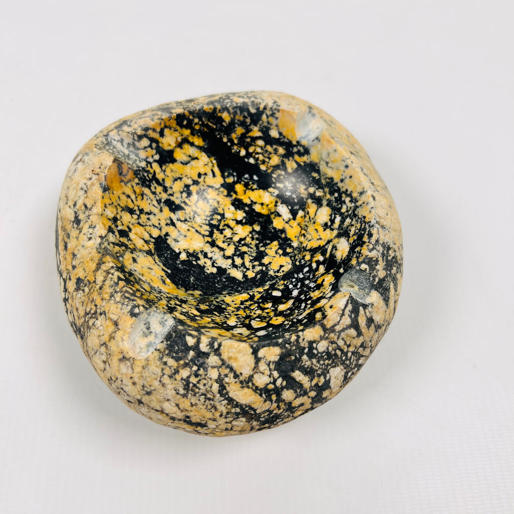 River Stone Yellow And Black Splashed Ash Tray