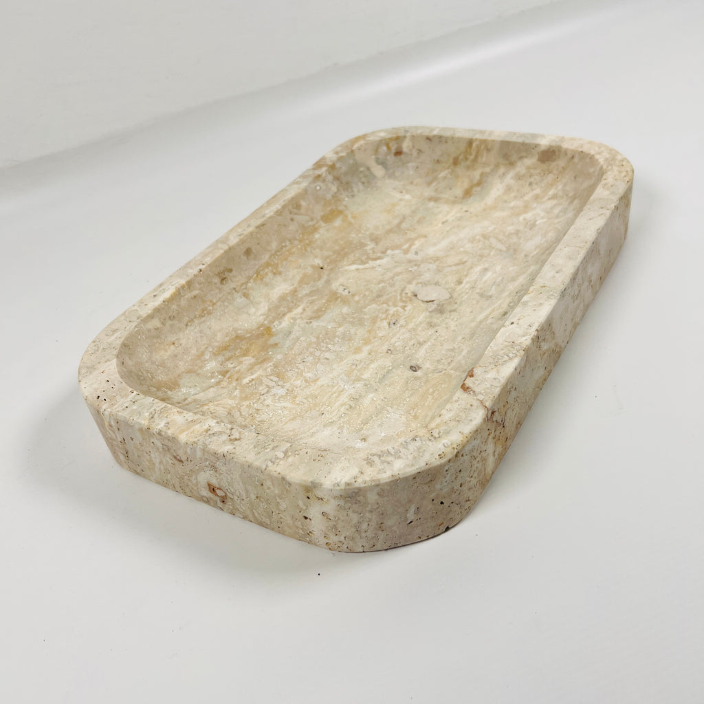 Light Grazed Travertine Tray