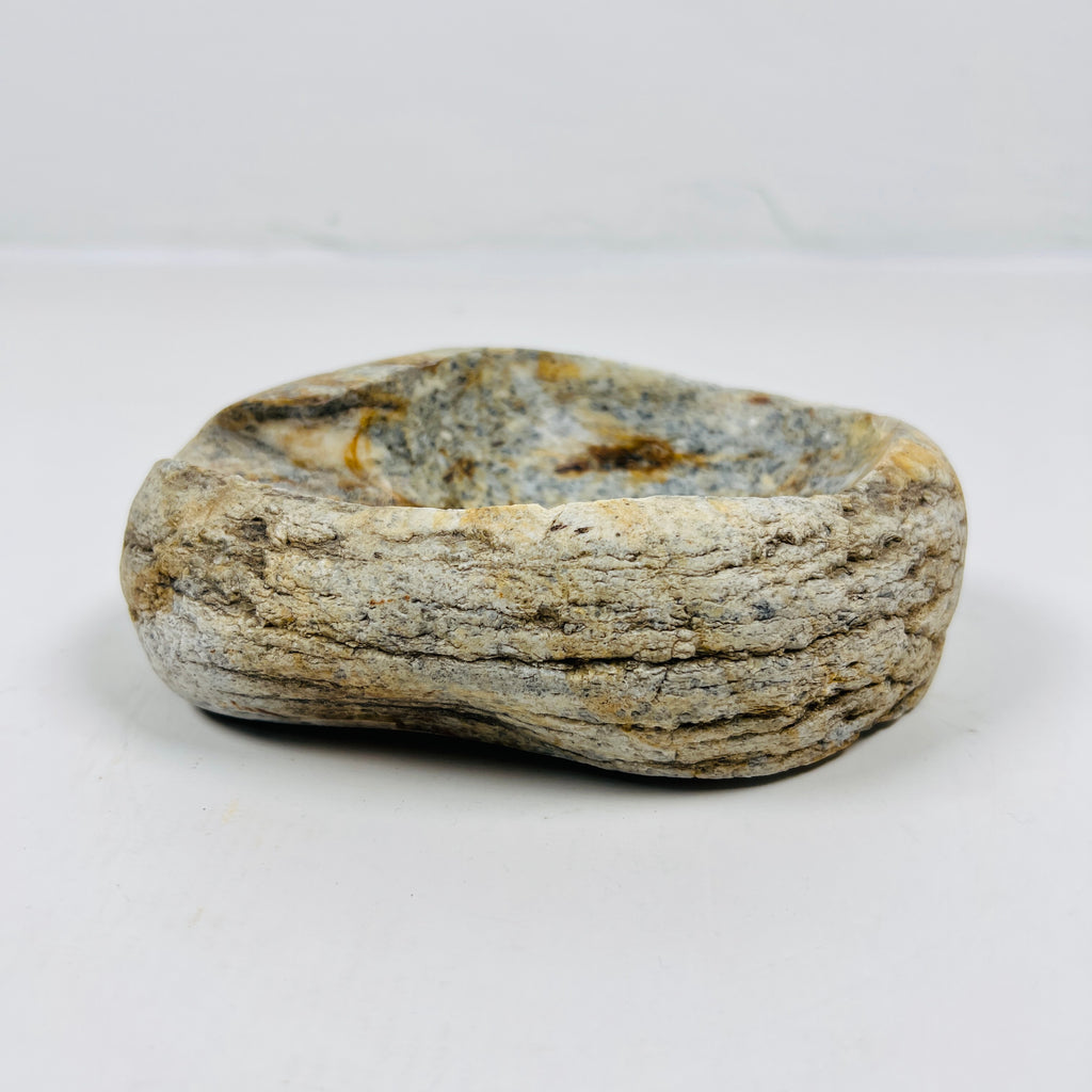 River Stone Heart Carved Swirled Ash Tray