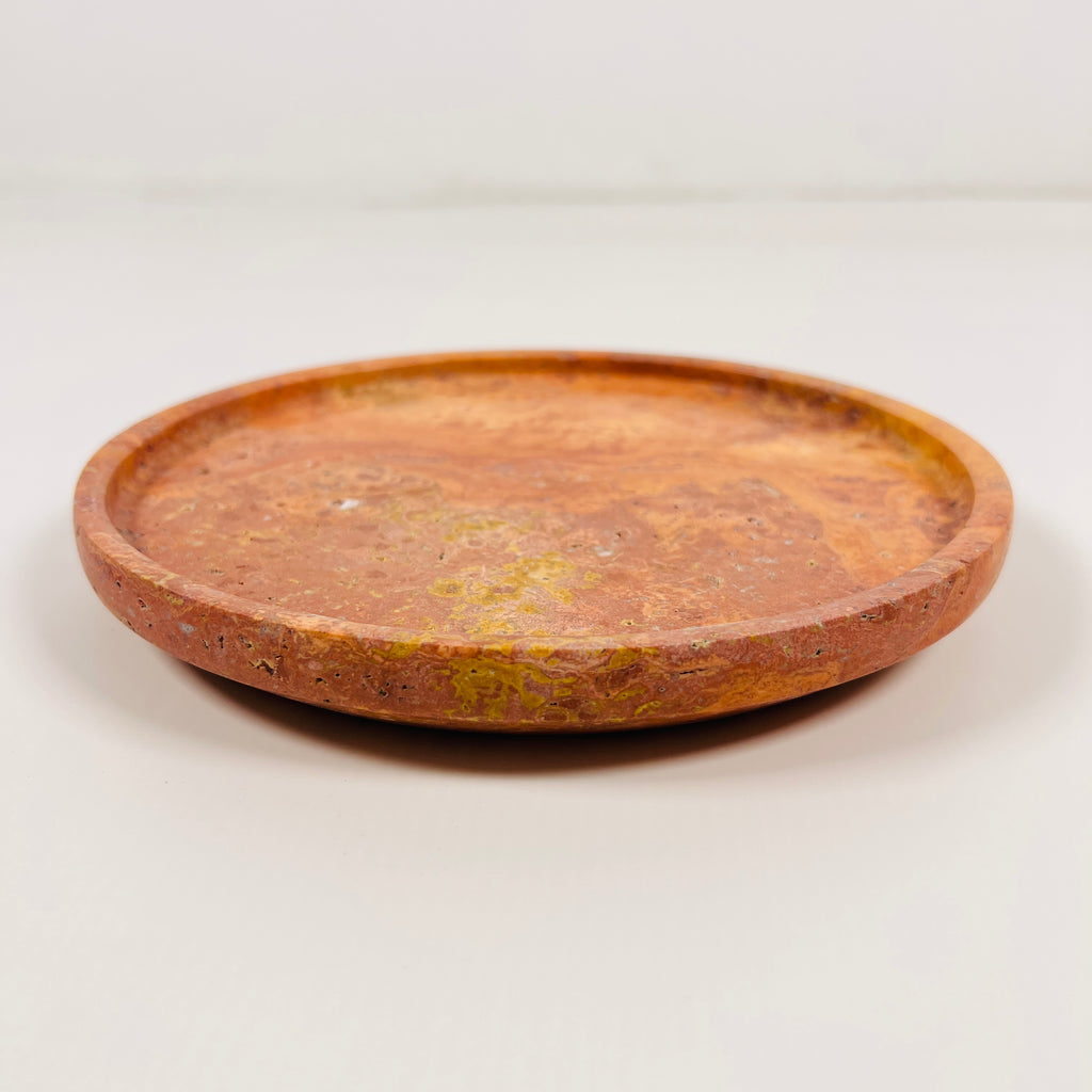 Bright Red Travertine Plate