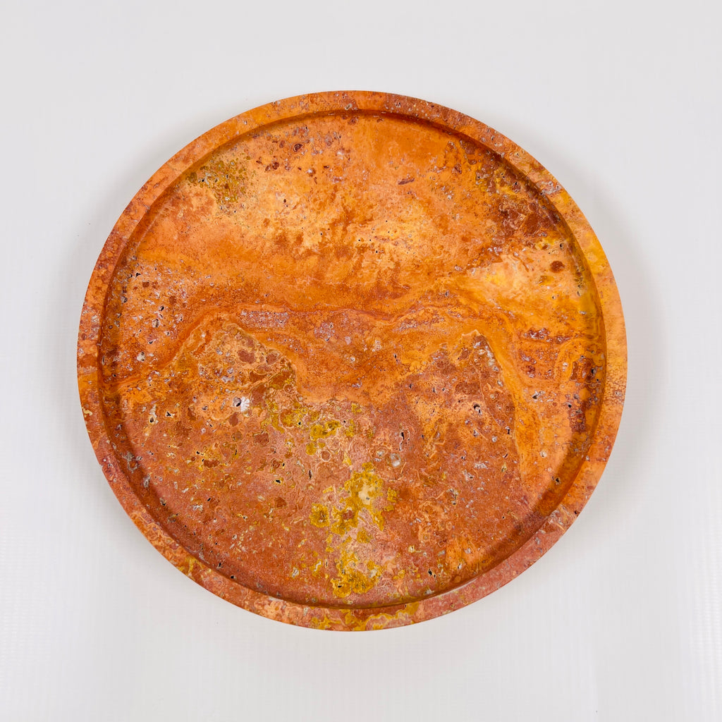 Bright Red Travertine Plate