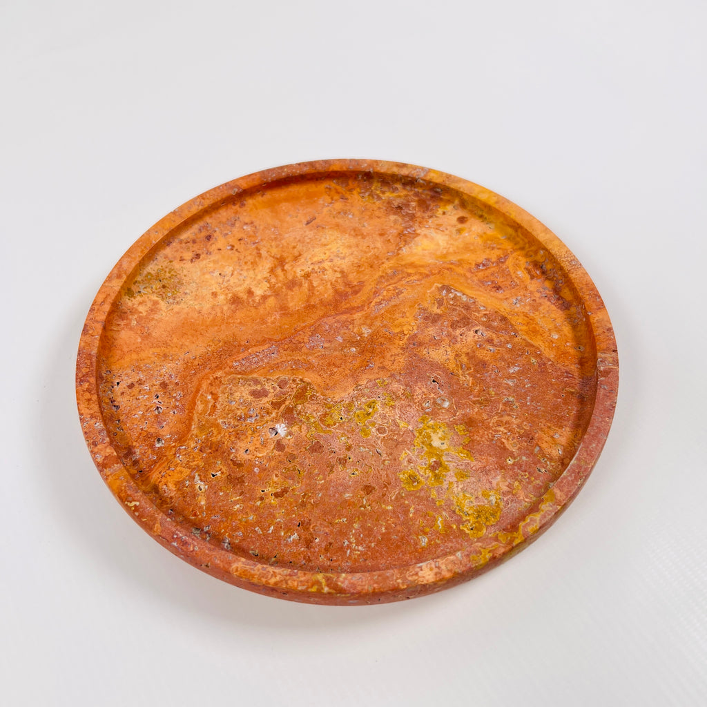 Bright Red Travertine Plate