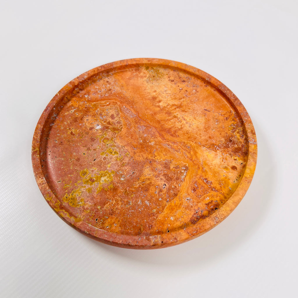 Bright Red Travertine Plate