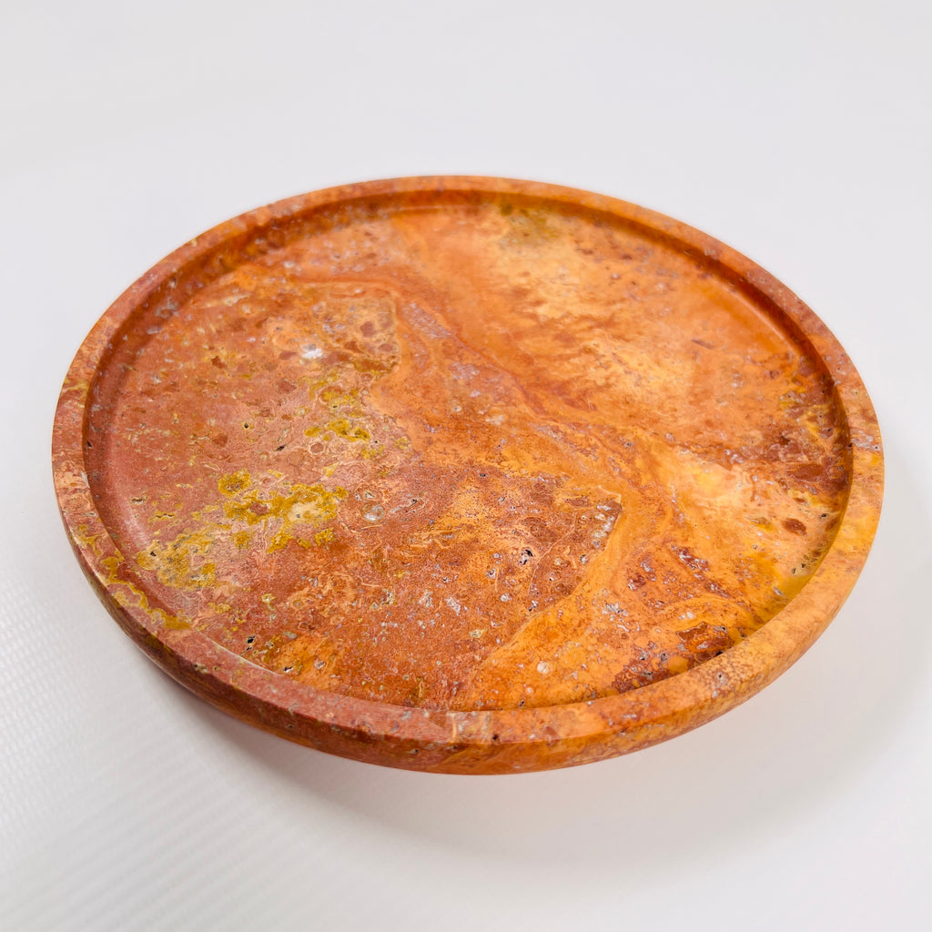 Bright Red Travertine Plate