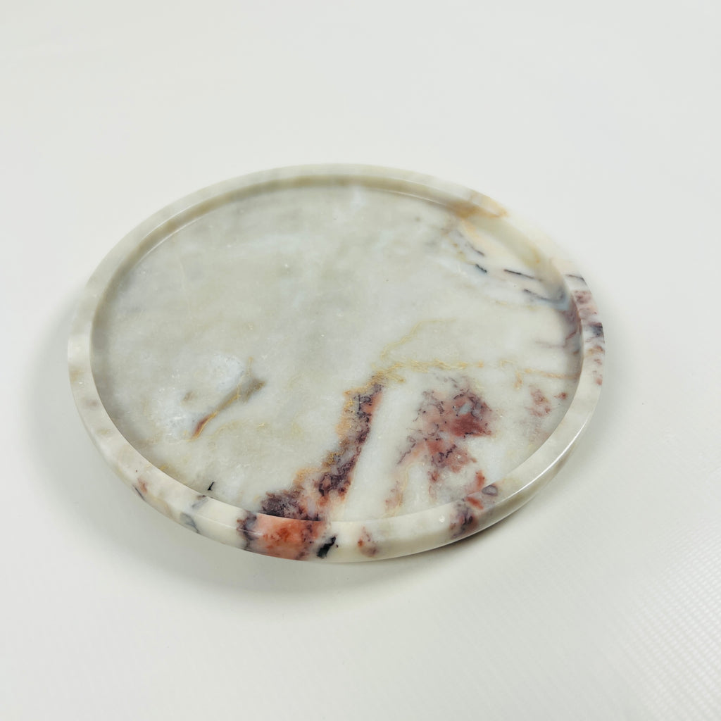 Grey With Red Blotches Marble Plate