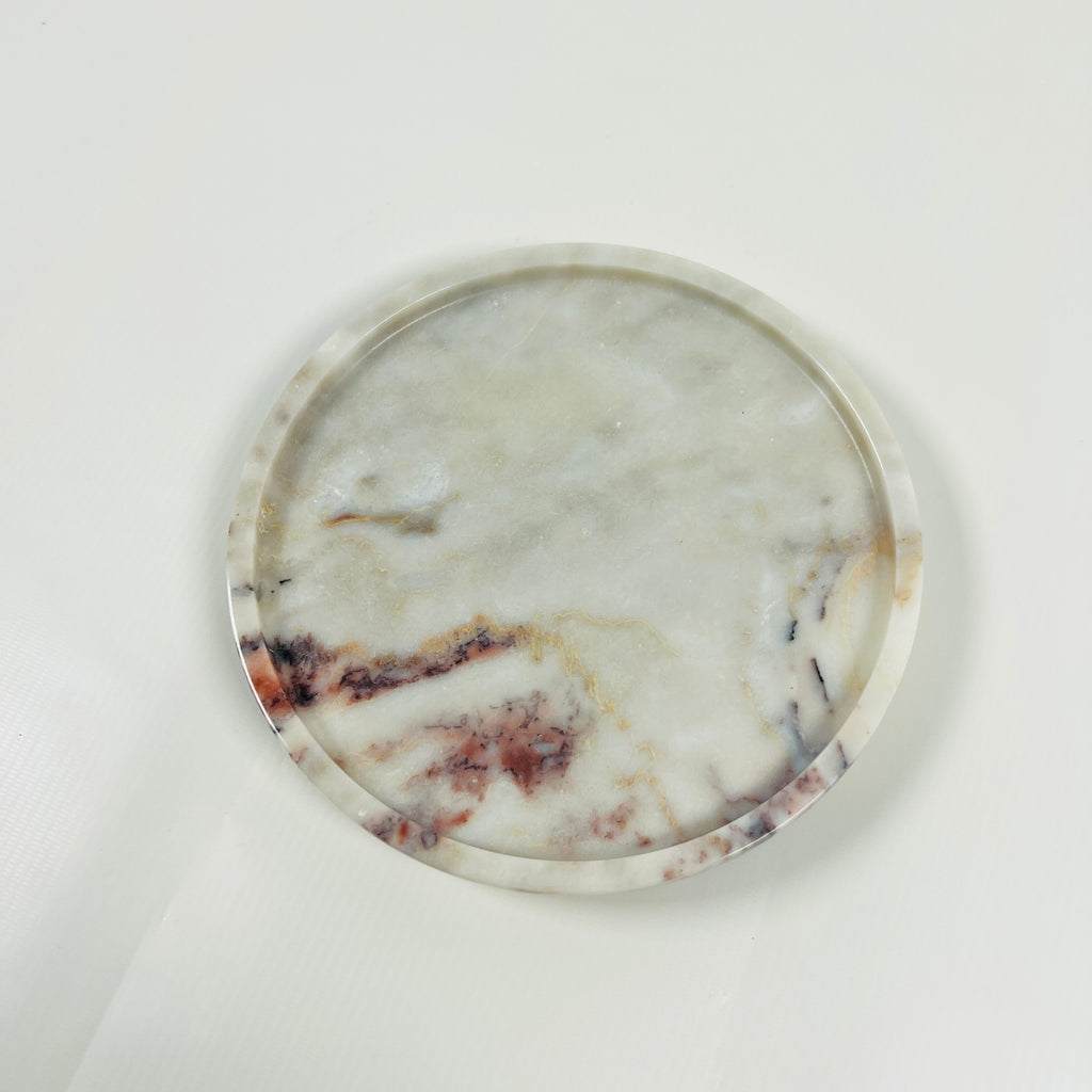 Grey With Red Blotches Marble Plate