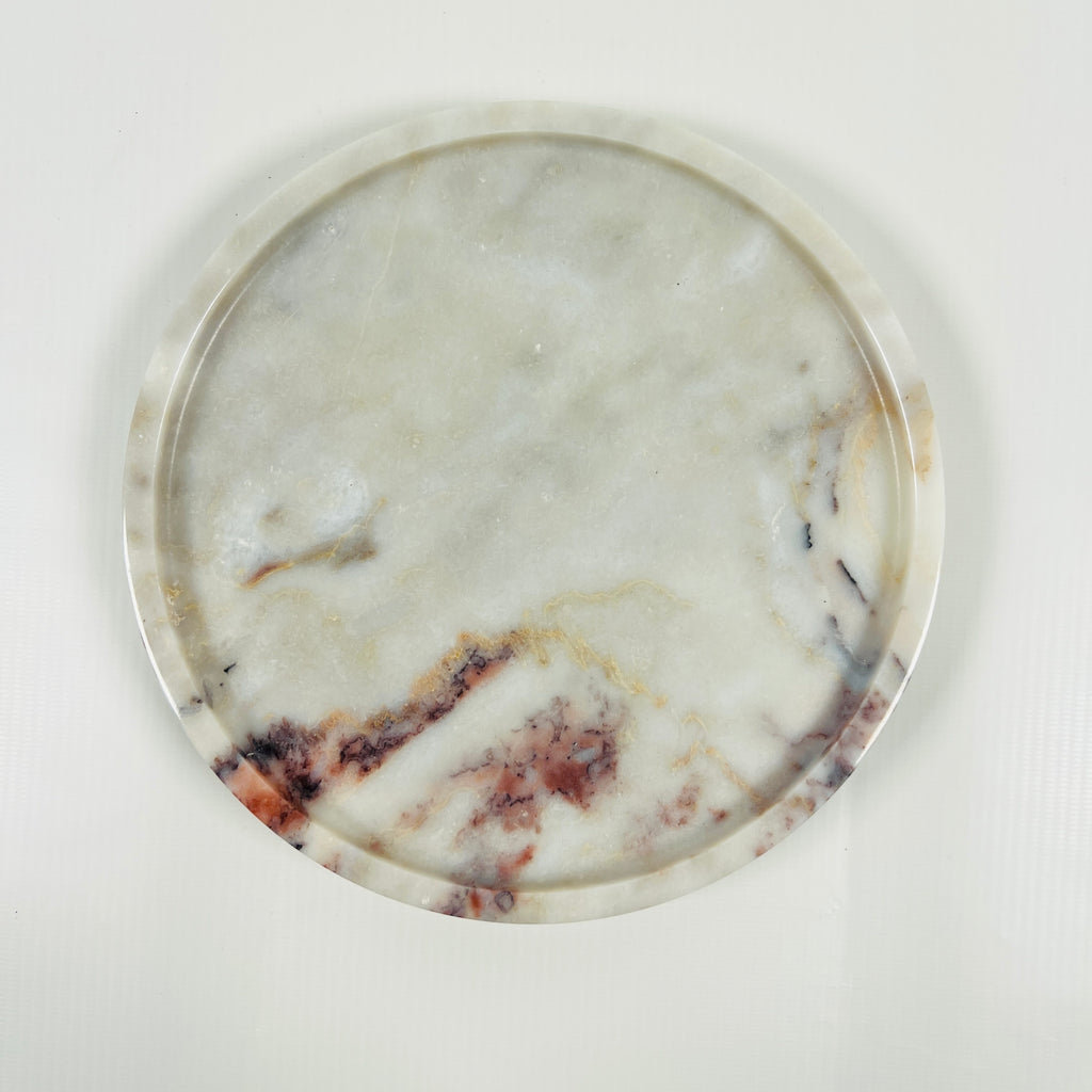 Grey With Red Blotches Marble Plate