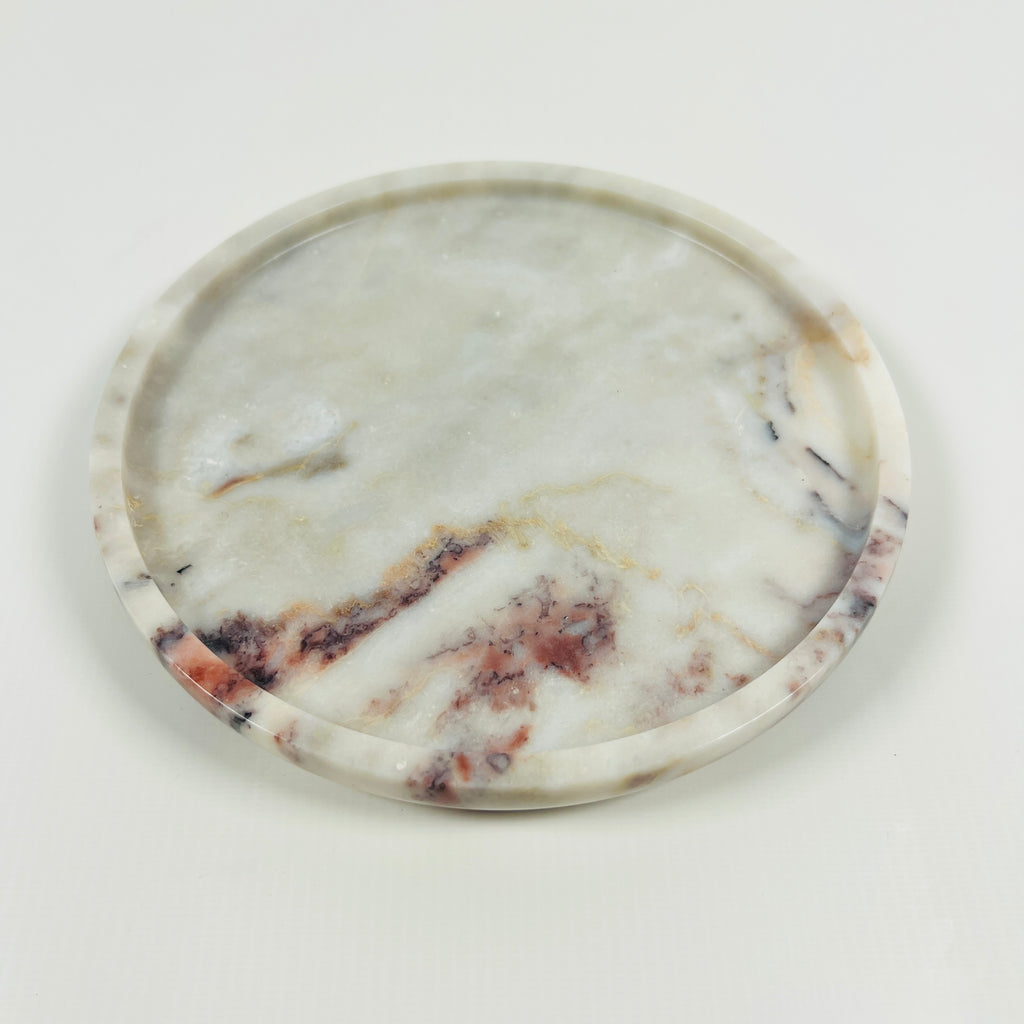 Grey With Red Blotches Marble Plate